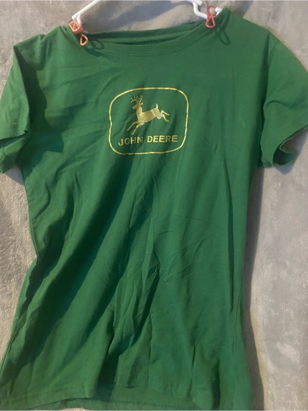 John Deere Green ladies cut  T-Shirt with Glitter Logo